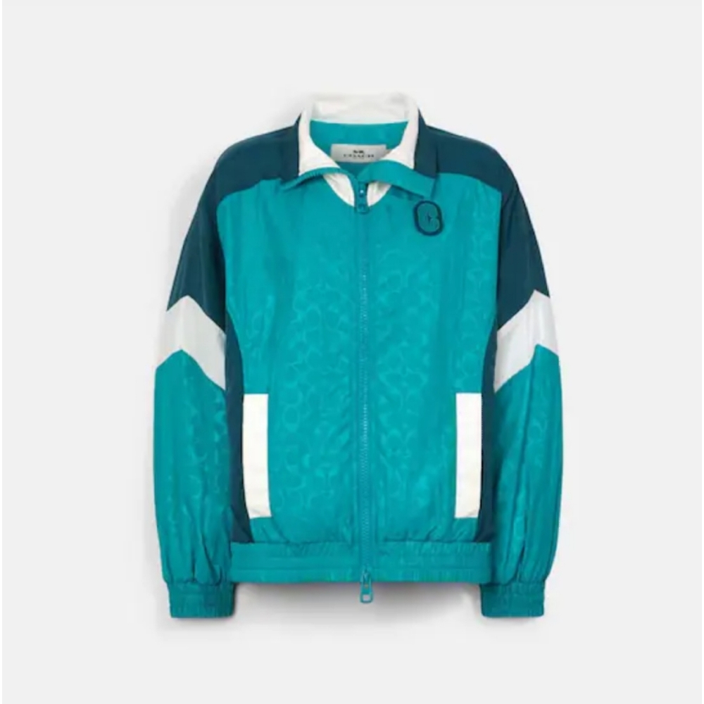 Coach Signature Track Jacket Large Green White